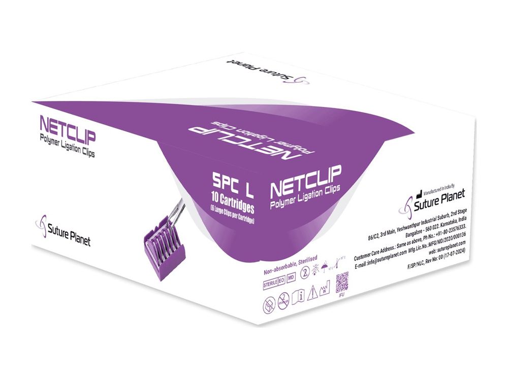Netclip — Polymer Ligation Clips, sterile surgical device by Suture Planet