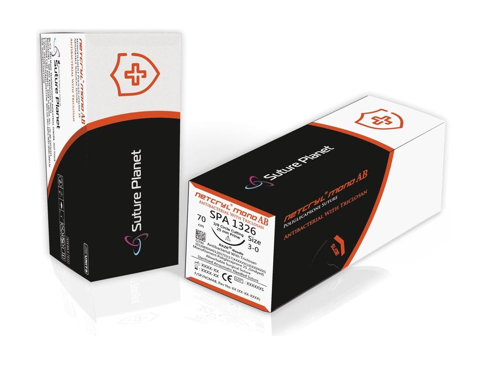 Netcryl Mono AB — Poliglecaprone 25 + Triclosan, sterile surgical device by Suture Planet
